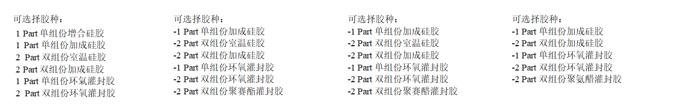 不同灌封结构的材料选择